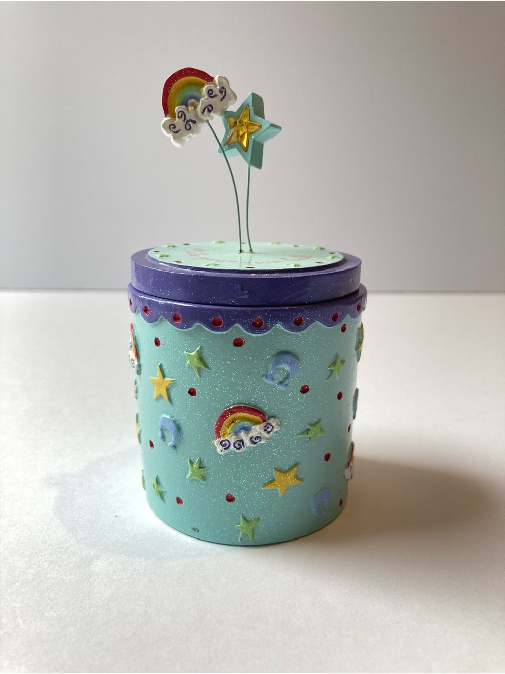 Claire’s Rainbow Luck Present Trinket Box 2004 #2 Y2K Tween Girl Jewelry Vintage
